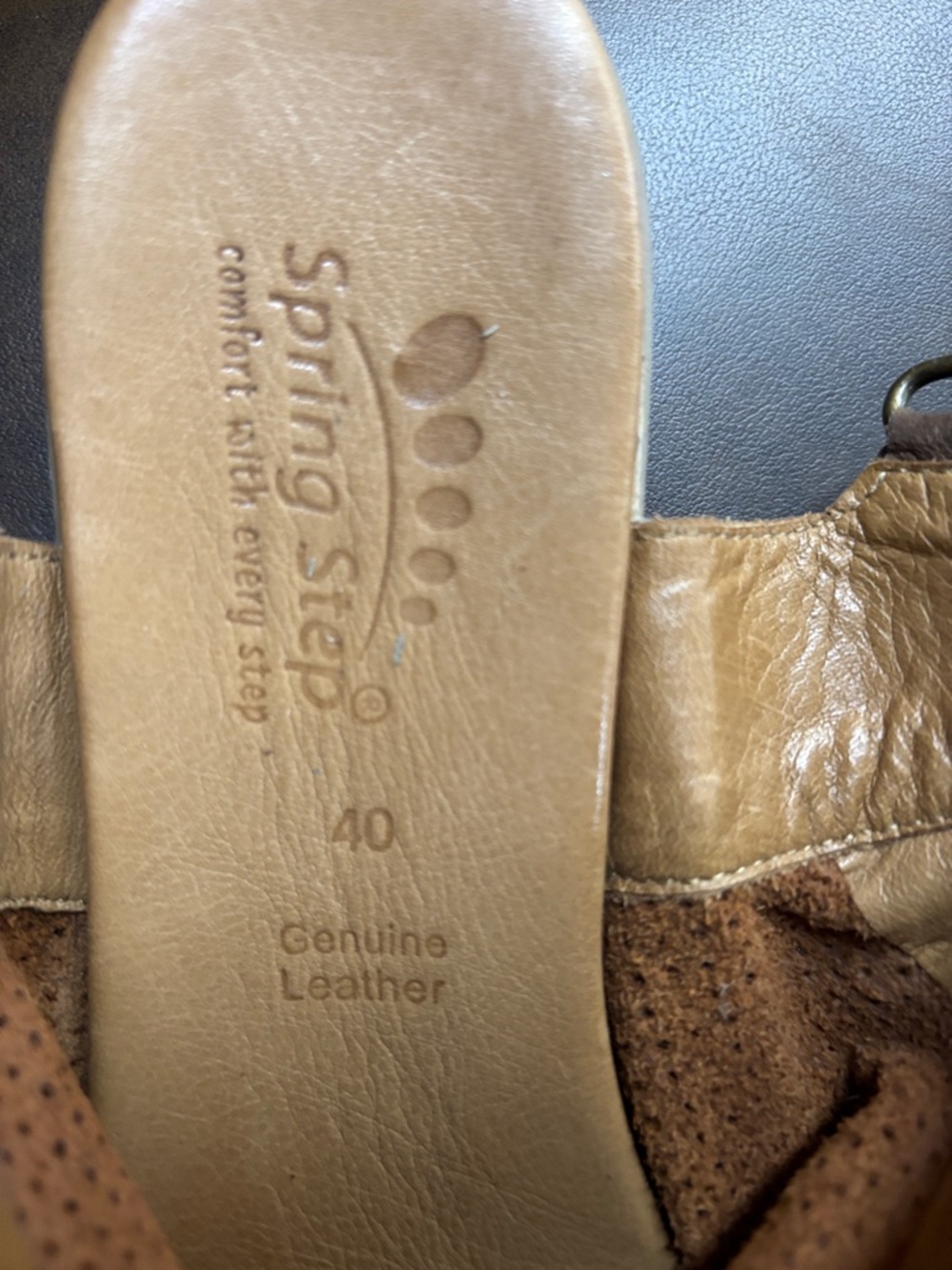 Spring Step Perforated Tan Leather Slingback Clogs - Picture 2 of 4
